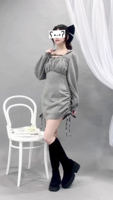 ヨークギャザーフードミニワンピース【大きいサイズ有り】