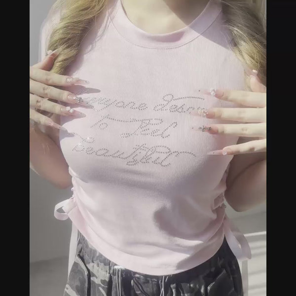 ロゴビジュー半袖カットソー