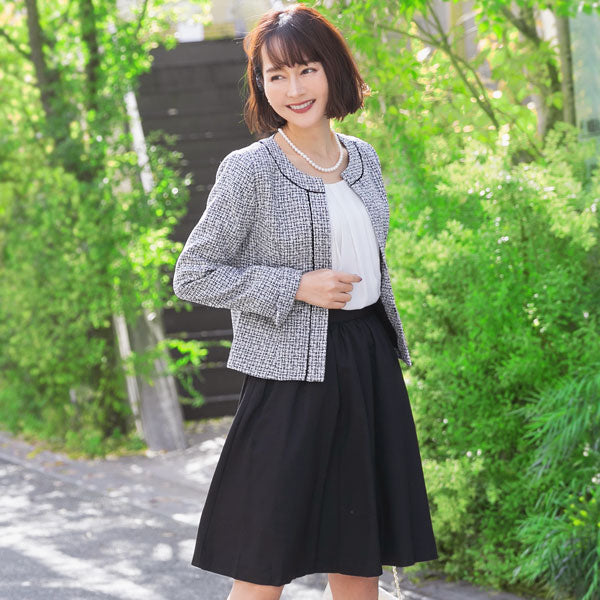 スーツ 令嬢スカート 洗える パイピング テーラード ジャケット