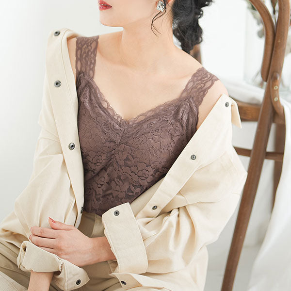メール便】インナーにも重ね着にも使える総レースキャミソール  