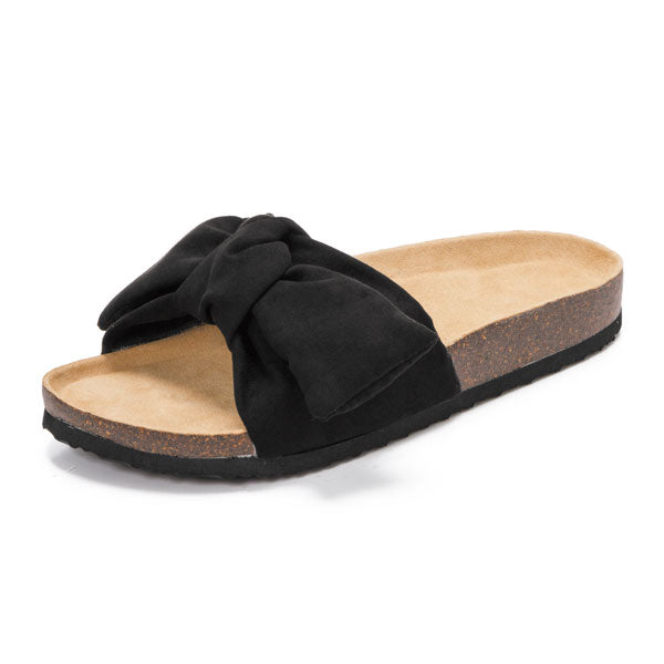 ラフリボン楽チン足なりフラットサンダル – レディース