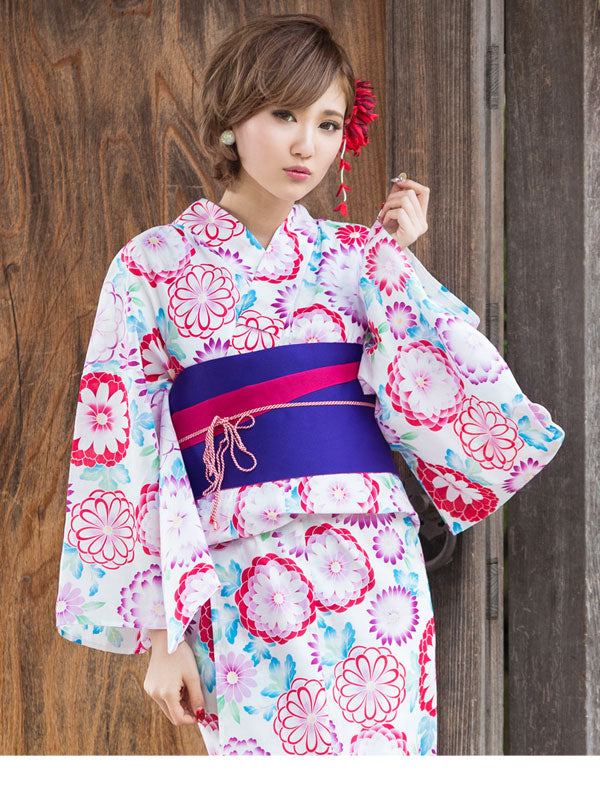 丸菊柄or花毬柄 高級平織り浴衣+帯2点セット – レディース