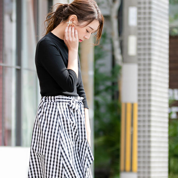 七分袖リブトップスドッキングワンピース【ニット】 – レディース