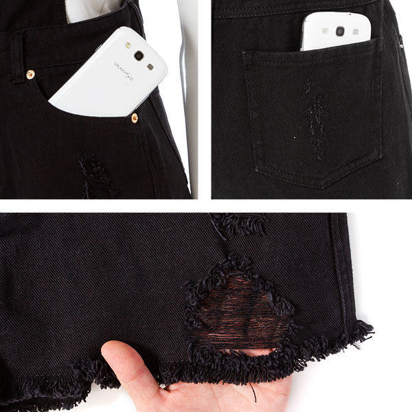 デニムショートパンツサロペット【オールインワン】【M~LL