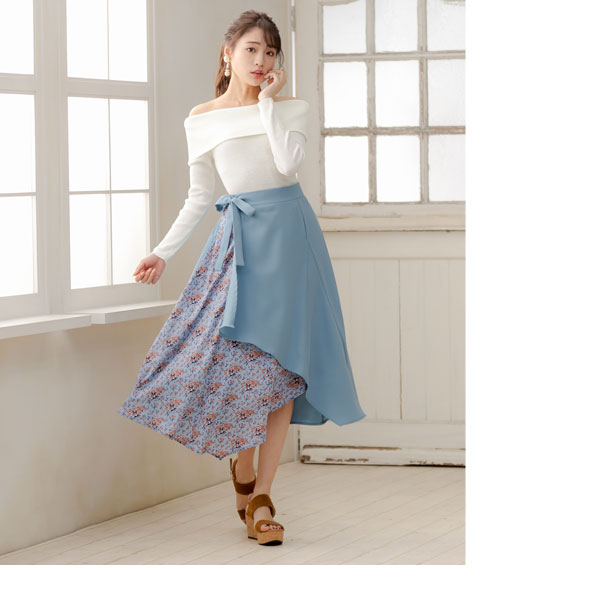 ウエストリボンラップイレヘムスカート – レディースファッション通販