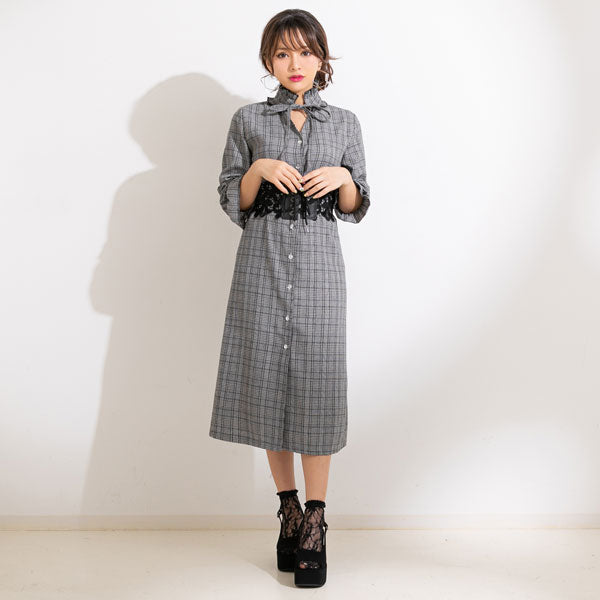 チェック柄ロングシャツワンピース – レディースファッション通販の夢