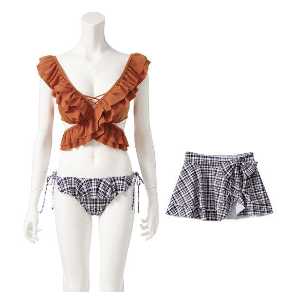 フリルカシュクールデザインビキニ3点セットS~L – レディース