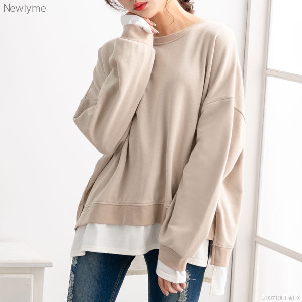 フェイクレイヤードスウェットトップス