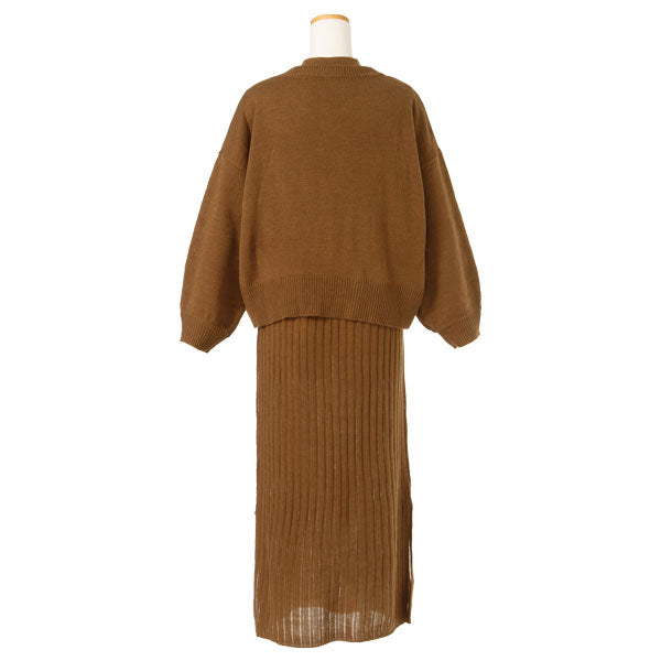 ニットジャケット＆ミニニットワンピース キャメル ニットジャケット＆ミニニットワンピース キャメル snidel ミニニット