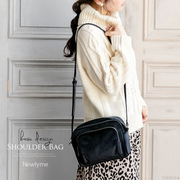 フェイクレザーベーシックショルダーバッグ