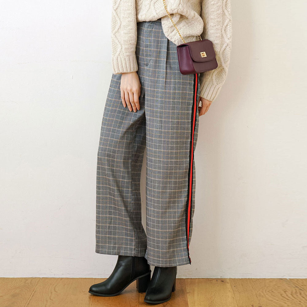 ENFOLD チェック柄ワイドパンツ チェック柄 ワイドパンツ レディース : セイウンストア - 通販