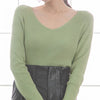 セージグリーン　Vネック