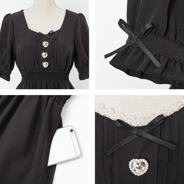 シャーリングハートボタンワンピース – レディースファッション通販の