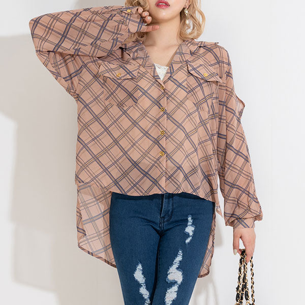 新着【Self Portrait】チェック シフォン ネックリボン ミニ 肩開きシフォンチェックシャツ – レディースファッション通販の