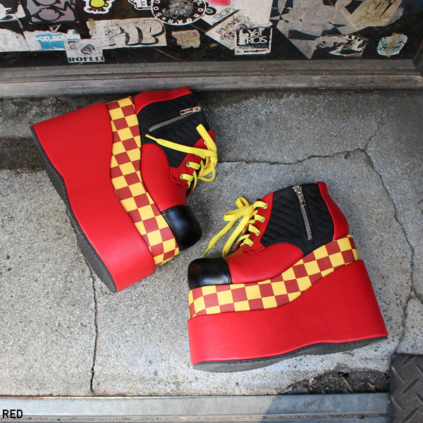 Rabintage】Checker flag pattern Platform Shoes – レディース 