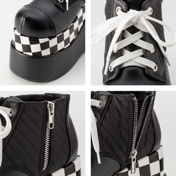 Rabintage】Checker flag pattern Platform Shoes – レディース 