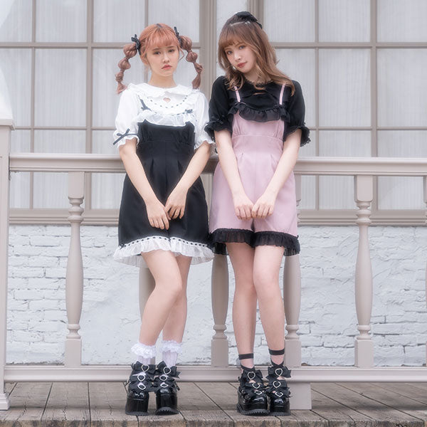 ※yori ヨリ ※ サテンフリルサロペット ※ ベージュ メール便】ランジェリーライクサロペット – レディースファッション