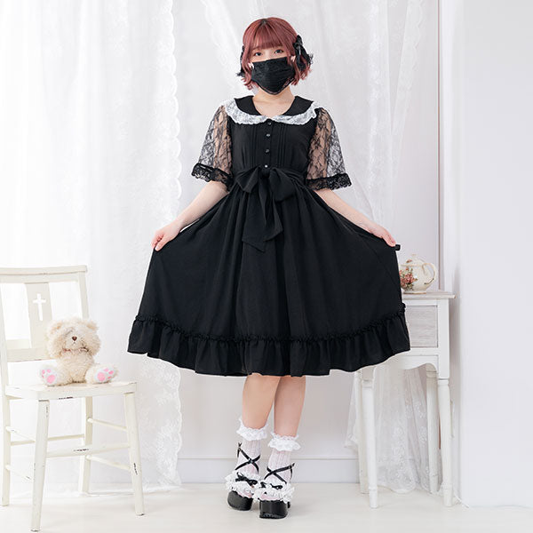 レース袖セーラー襟上品ワンピース – レディースファッション通販の夢