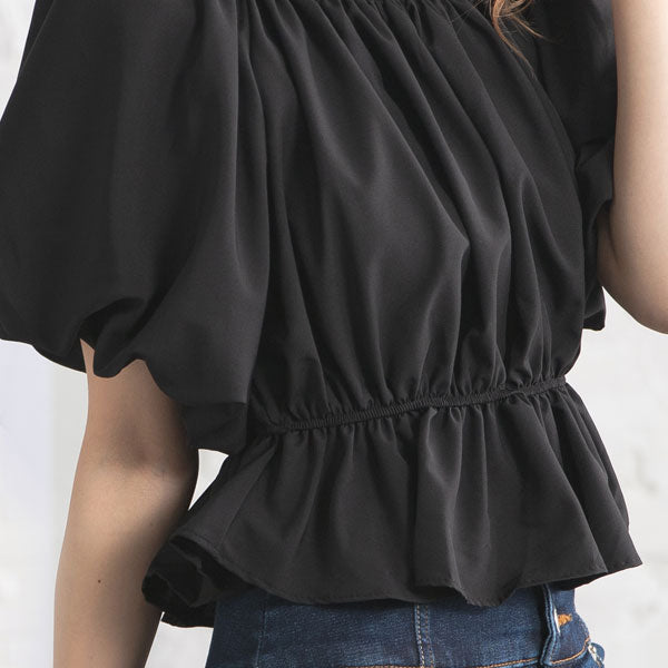 ボリュームスリーブペプラムブラウス – レディースファッション