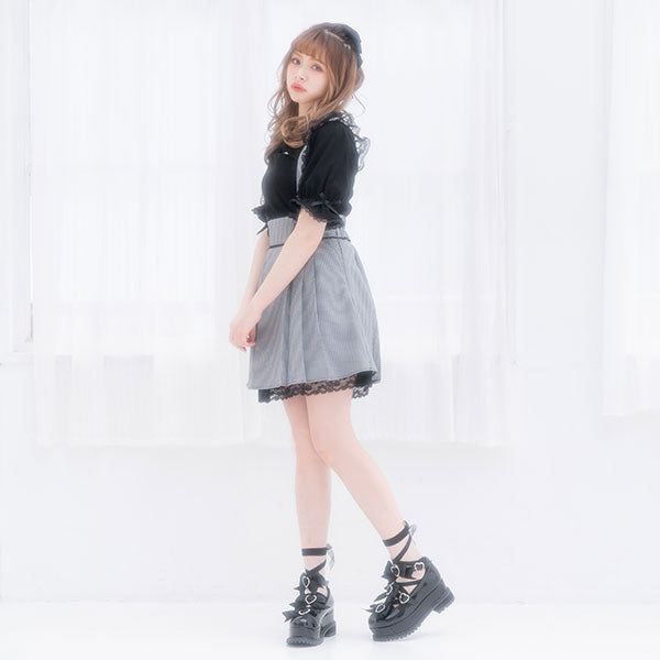7cmor10cmヒールトリプルハートリボン厚底パンプス – レディース
