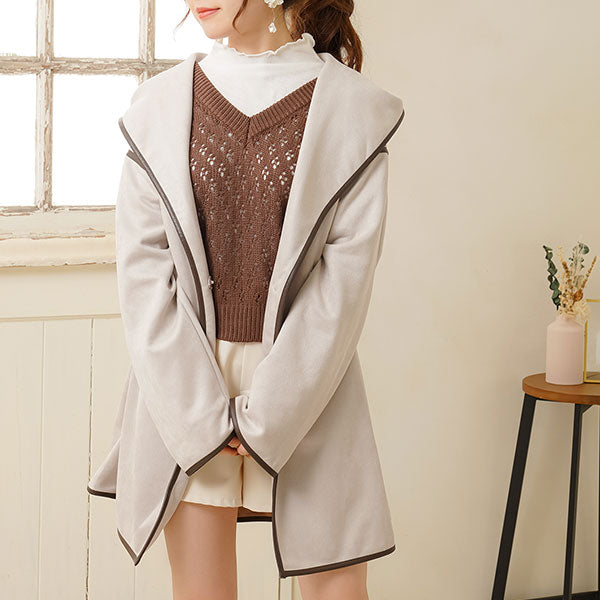 レザーパイピングAラインコート – レディースファッション通販の夢展望