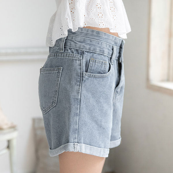 ロールアップデニムショートパンツ – レディースファッション