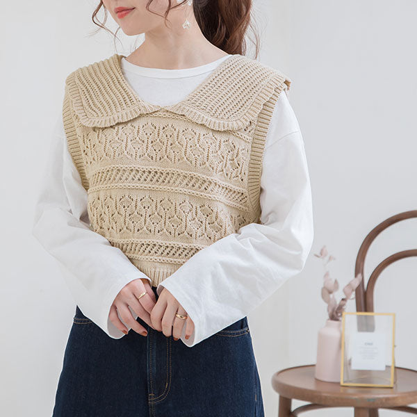 下記参照お得情報↓完売商品トレンド　編みが可愛い♡♡♡裾チュールニットベスト 下記参照お得情報↓完売商品トレンド 編みが可愛い♡♡♡裾
