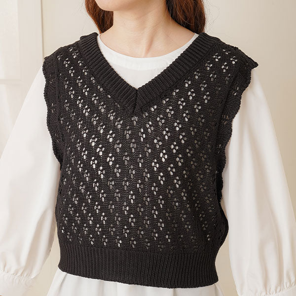 PERVERZE 2wayリブ編みニットベスト