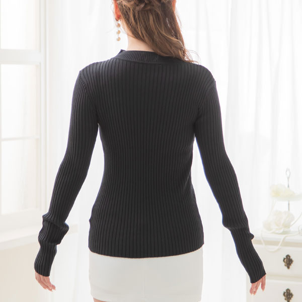 フロントビジューリブニットトップス – レディースファッション通販の