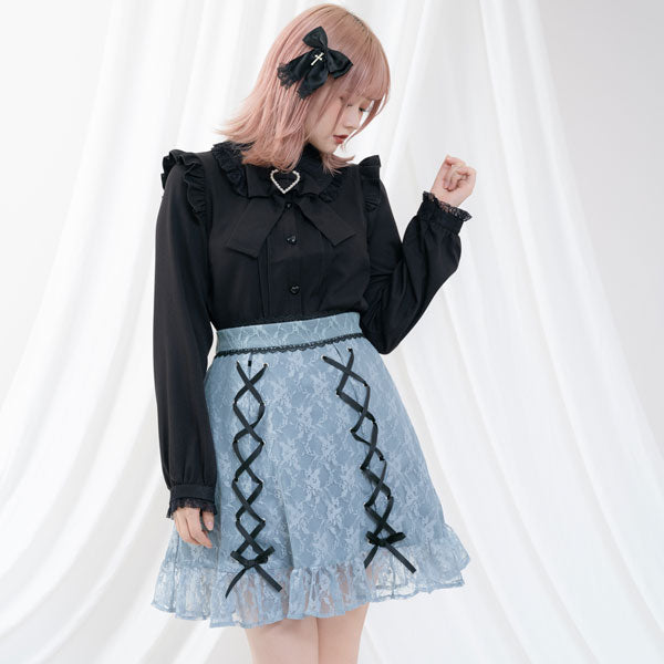 メール便】フロントレースアップフリルスカート – レディース