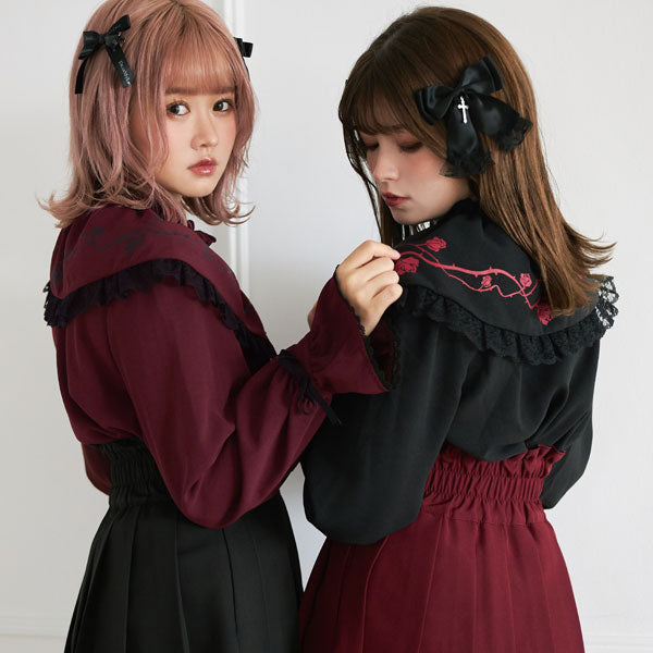 いばらの薔薇デザインフリルブラウス – レディースファッション