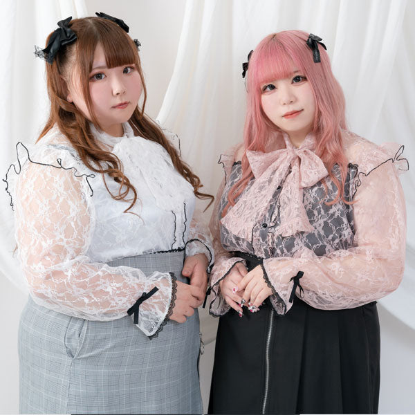 メール便】レースボウタイフリルブラウス – レディースファッション