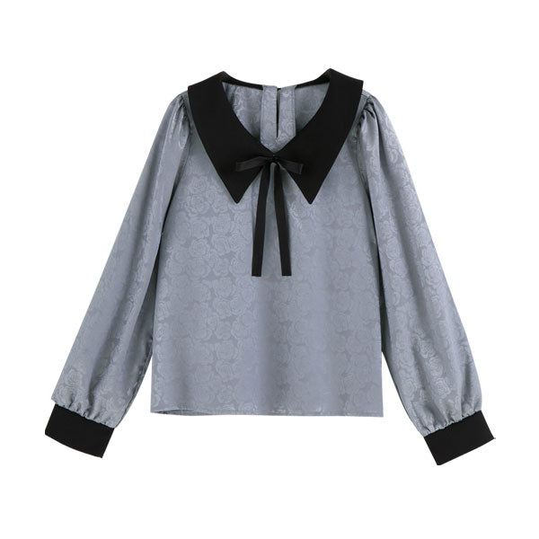 希少 美品　バラ色の暮し 薔薇柄ブラウス シルク　カシミヤ L ヴィンテージ lll278-1.jpg