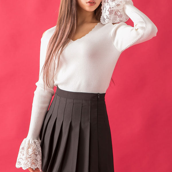 ラッピンノット レースニット プリーツスカート 美品（523） （J by  