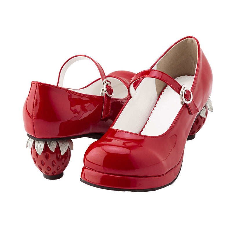 BAYBY ゆらゆらいちごワンピース(レッド)＋ヒールいちご靴(赤)
