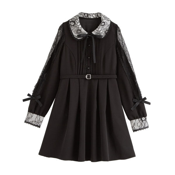 袖レース切替ベルトワンピース – レディースファッション通販の夢展望