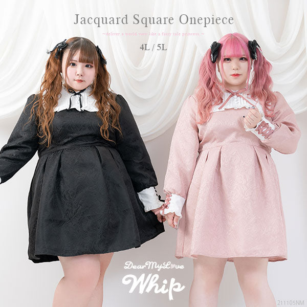 ジャガードスクエア切替ワンピ