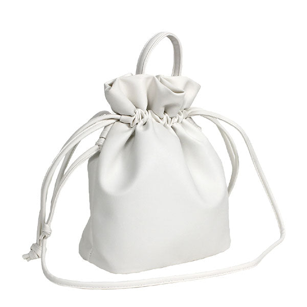 ソフトフェイクレザー巾着2wayショルダーバッグ – レディース