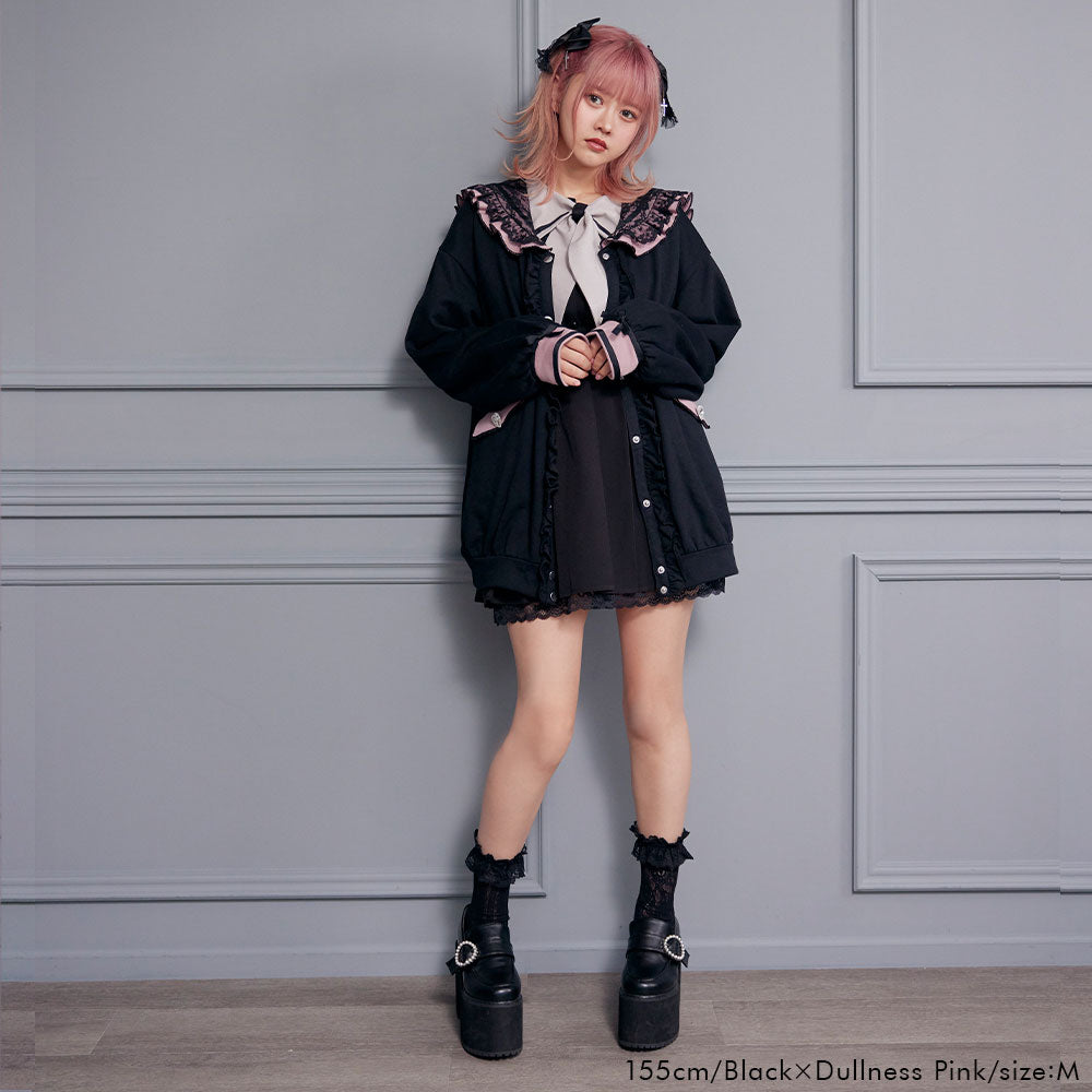 割引発見 セーラー襟レースフリル裏毛ジャケット – レディース 着せ替え服・アウトフィット