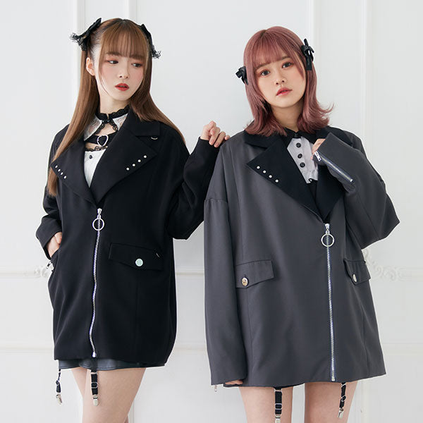 ボールチェーンシルバージップジャケット – レディースファッション