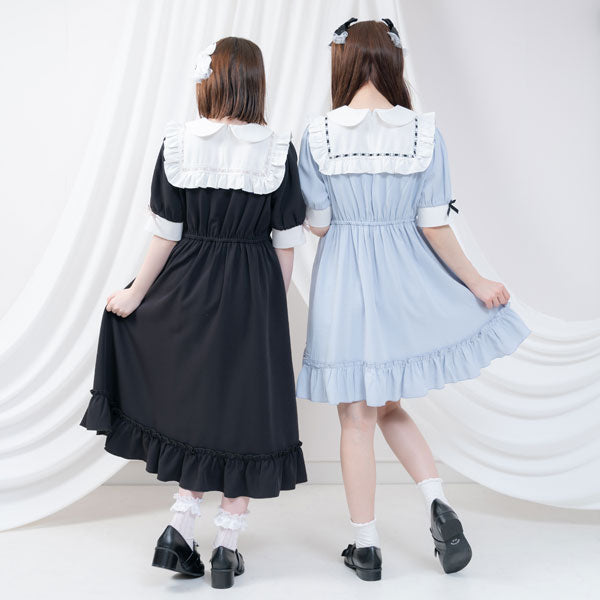 DearMyLoveWhip ハートはしごリボンワンピース サックス セーラー ハートレースリボンセーラーワンピース – レディース