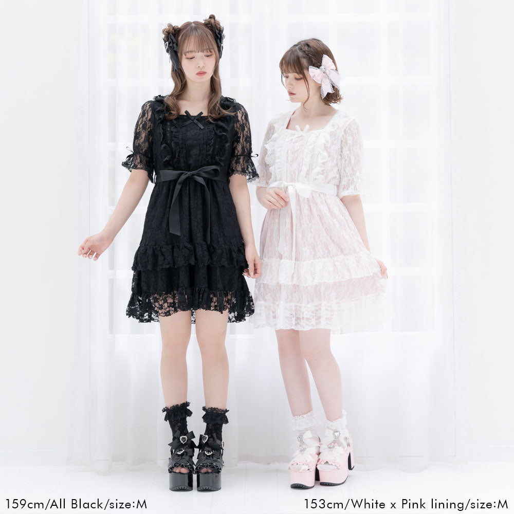 レース配色♪ホルターリボン姫ギャルチュニックカットソー