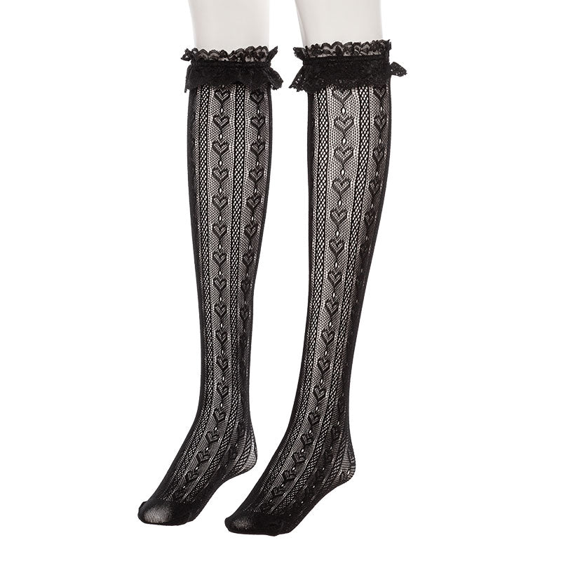 Angelic Pretty　ハートレースハイソックス Princess Logo Knee Socks (2024) by Angelic Pretty