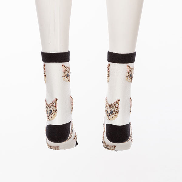 ルーソックス 猫 キャット 靴下 レディース 猫柄 クルー ソックス 6足組 23〜25cm 女性 かわいい