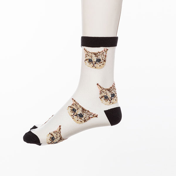 ルーソックス 猫 キャット メール便】キャットシースルーソックス ねこ 猫 靴下 – レディース