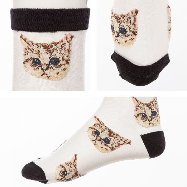 ルーソックス 猫 キャット 靴下 レディース 猫柄 クルー ソックス 6足組 23〜25cm 女性 かわいい