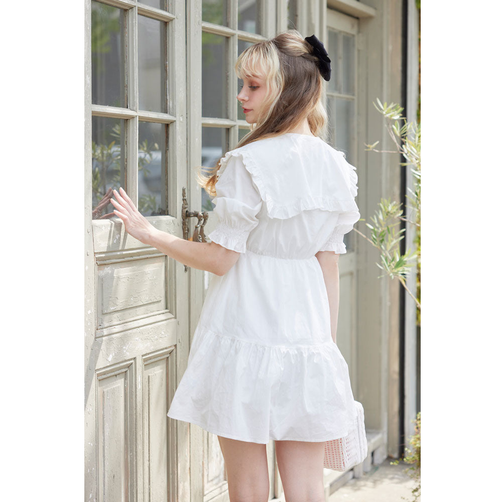Taylor愛用ブランド*Minnie Shirring Dress*リボンワンピース リボンシャーリングシアーミニワンピース[tu1365] | レディース