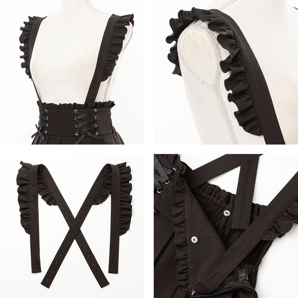 サス付フリルレースアッププリーツスカート – レディースファッション