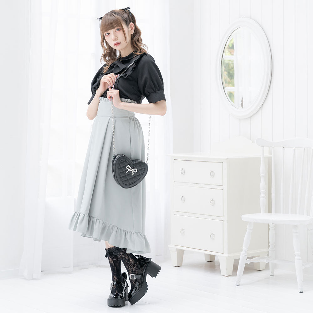 バックレースアップロングフレアスカート – レディース
