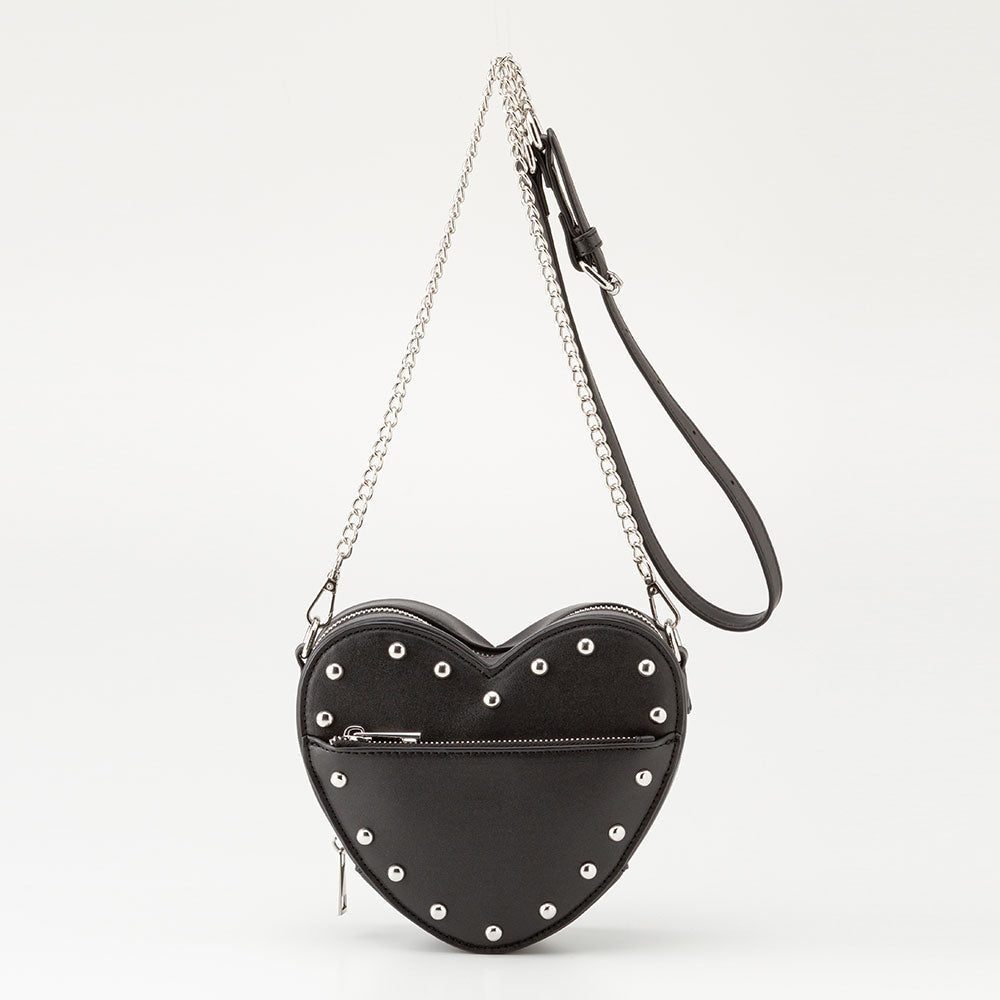 スタッズハートジップショルダーバッグ – レディース